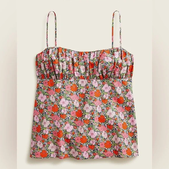 J.Crew Gathered Organic Cotton Camisole in Liberty Meadow Song fabric Size 10 - Picture 1 of 6